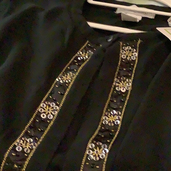Sequin Cardigan w/ built in matching shirt Holiday black &/gold & silver XL - Picture 13 of 15
